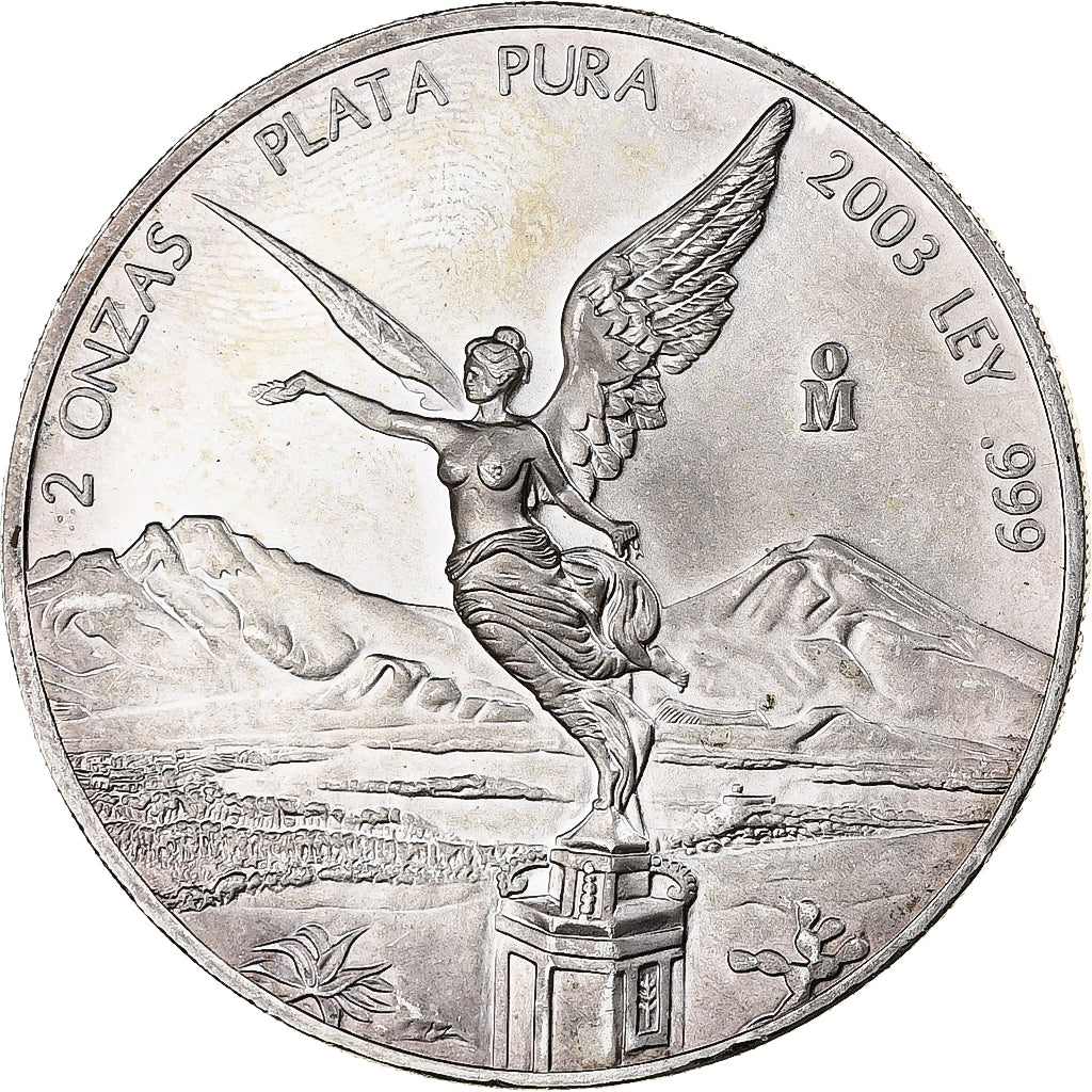 Mexico, 2 Onzas, Libertad, 2003, Mexico City, Silver, MS(63), KM:614