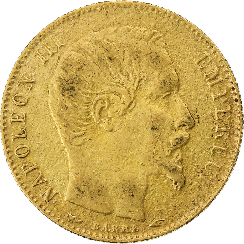 Frankrijk, Napoleon III, 5 Francs, 1854, Paris, tranche cannelée, Goud, FR+