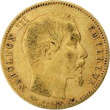 França, Napoleon III, 5 Francs, 1854, Paris, tranche cannelée, Dourado