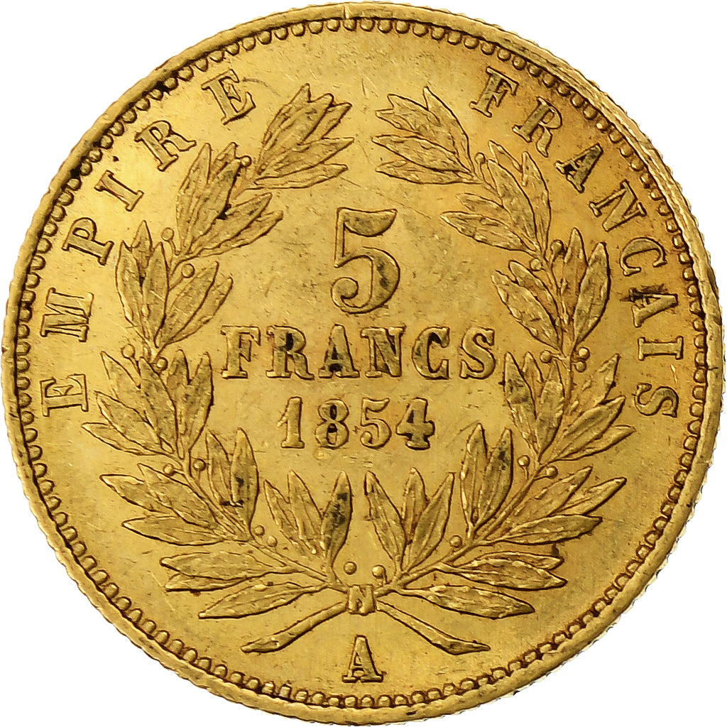 France, Napoleon III, 5 Francs, 1854, Paris, tranche cannelée, Gold, EF(40-45)