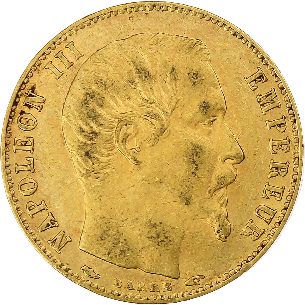 Francia, Napoleon III, 5 Francs, 1854, Paris, tranche lisse, Oro, BB