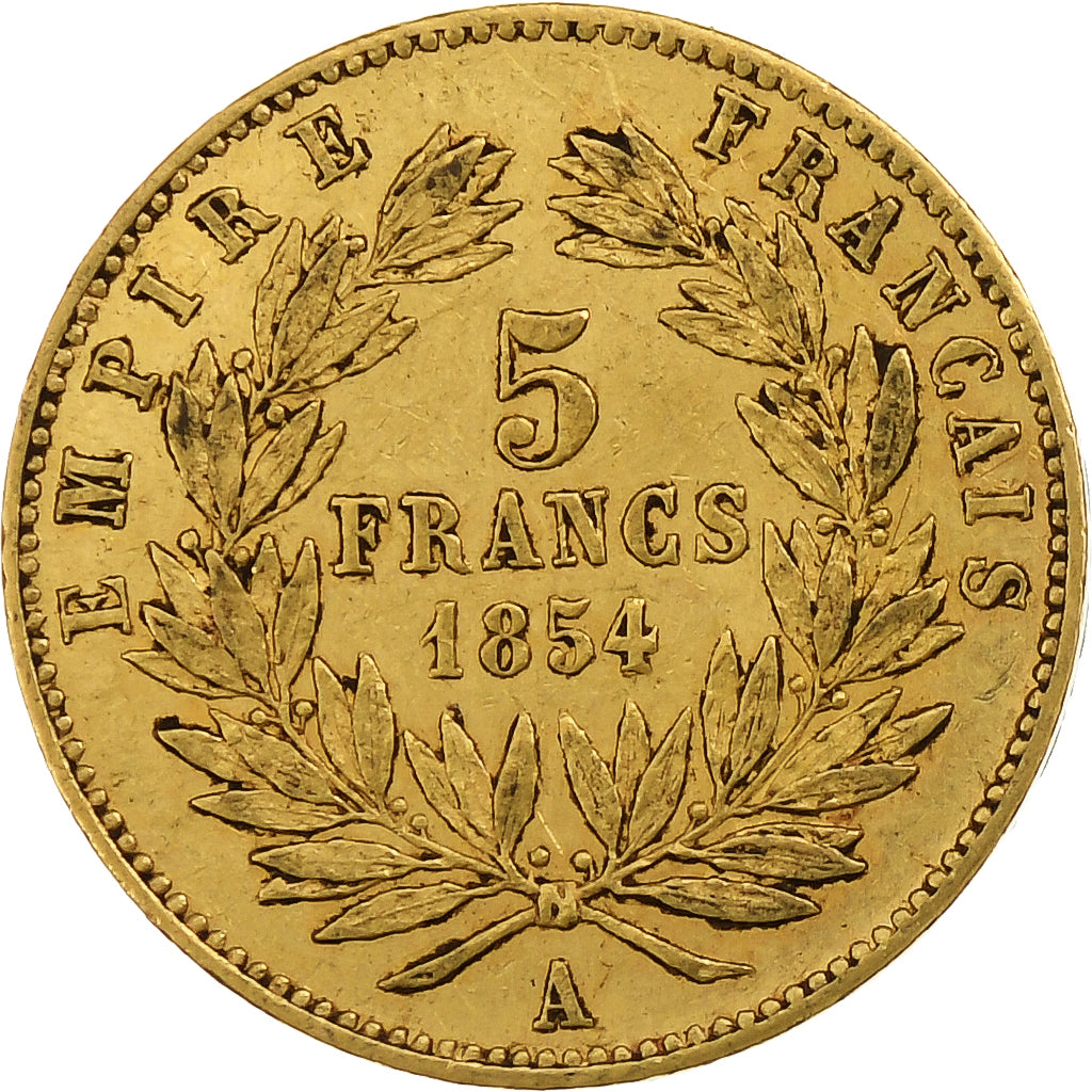France, Napoleon III, 5 Francs, 1854, Paris, tranche lisse, Gold, EF(40-45)