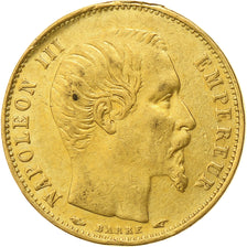 França, Napoleon III, 5 Francs, 1854, Paris, tranche lisse, Dourado, EF(40-45)