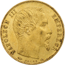 Francia, Napoleon III, 5 Francs, 1854, Paris, tranche lisse, Oro, BB+