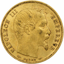 Francia, Napoleon III, 5 Francs, 1854, Paris, tranche lisse, Oro, BB+