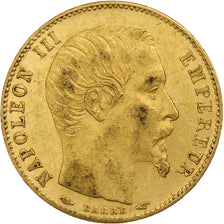 França, Napoleon III, 5 Francs, 1854, Paris, tranche lisse, Dourado, AU(50-53)
