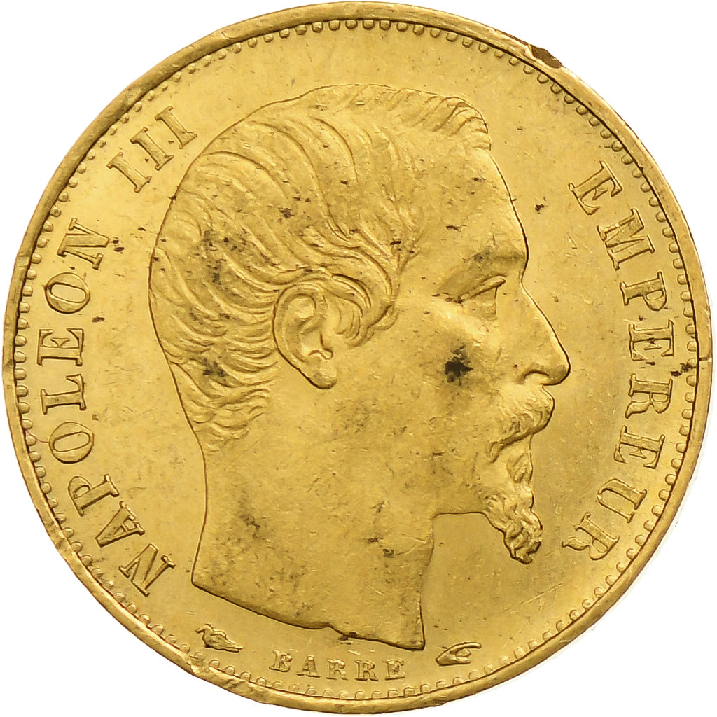 France, Napoleon III, 5 Francs, 1854, Paris, tranche lisse, Gold, AU(50-53)