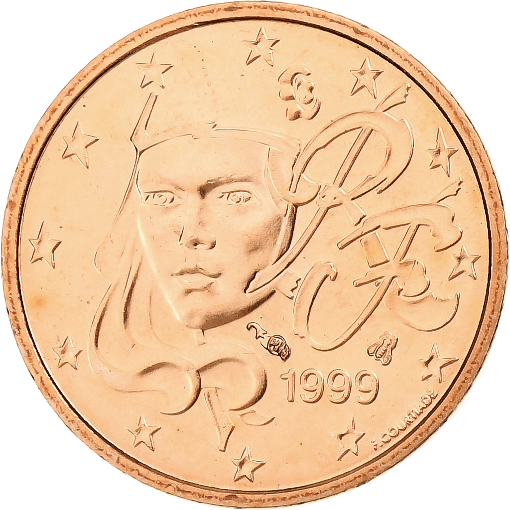 France, Euro Cent, BU, 1999, Pessac, Copper Plated Steel, MS(65-70), KM:1282