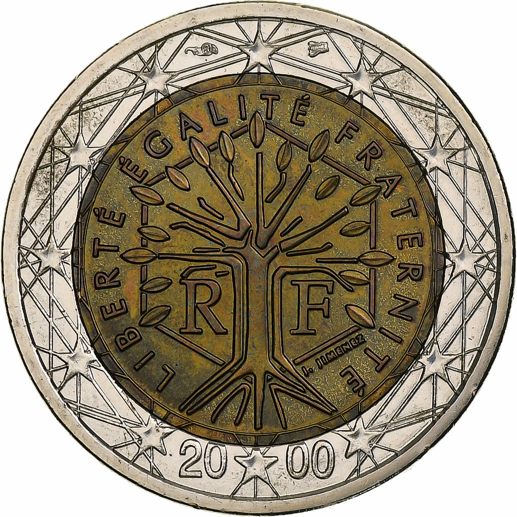 Frankreich, 2 Euro, BU, 2000, Pessac, Bi-Metallic, STGL, KM:1289