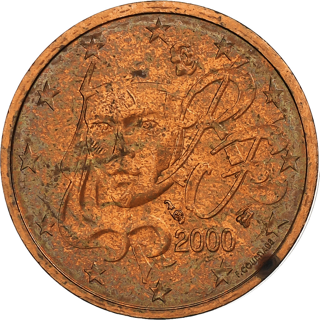 France, 2 Euro Cent, BU, 2000, Pessac, Copper Plated Steel, MS(65-70), KM:1283