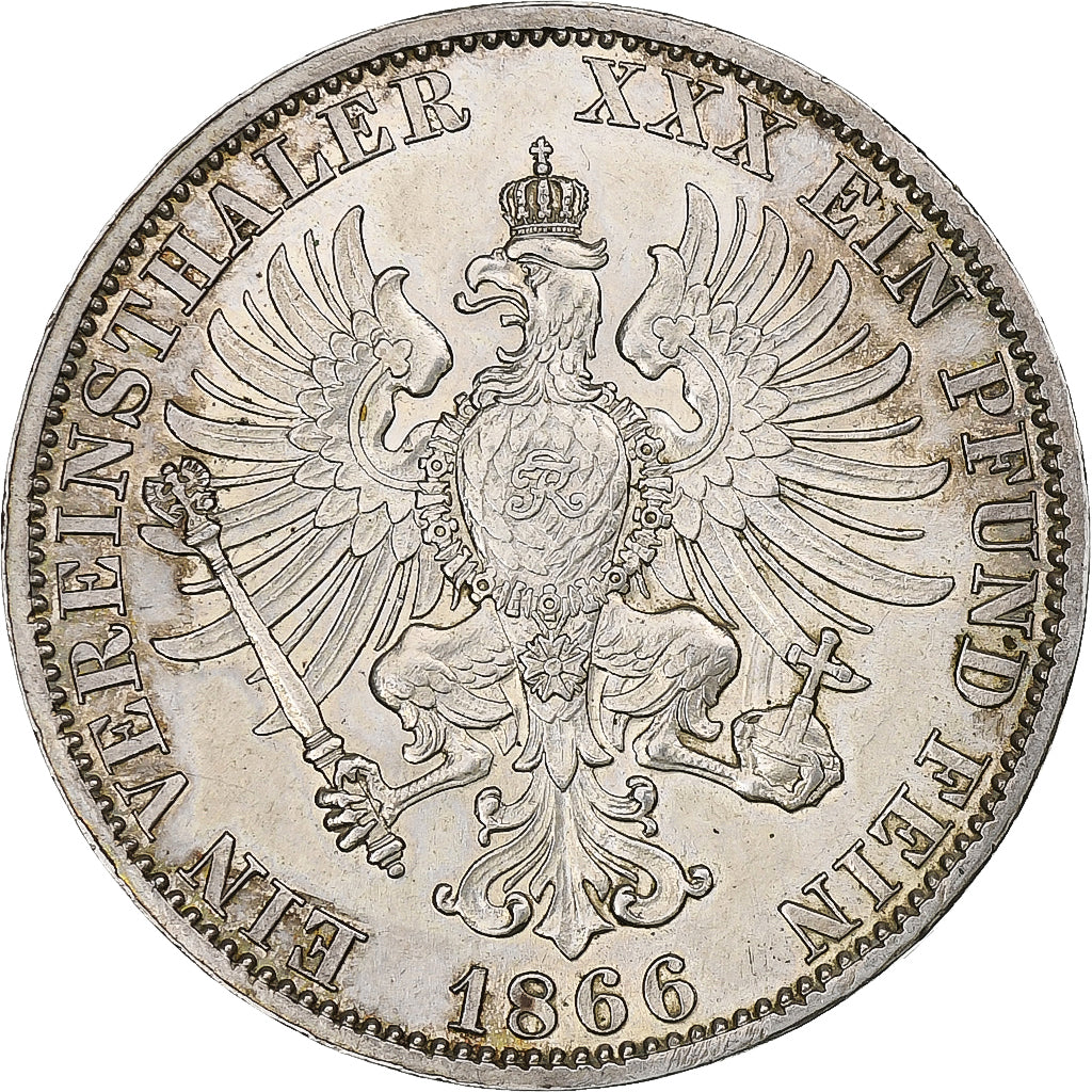 Germany, Kingdom of Prussia, Wilhelm I, Vereinstaler, 1866, Berlin, Silver