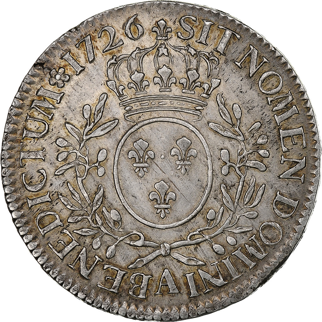 France, Louis XV, Ecu aux branches d'olivier, 1726, Paris, Silver, AU(50-53)