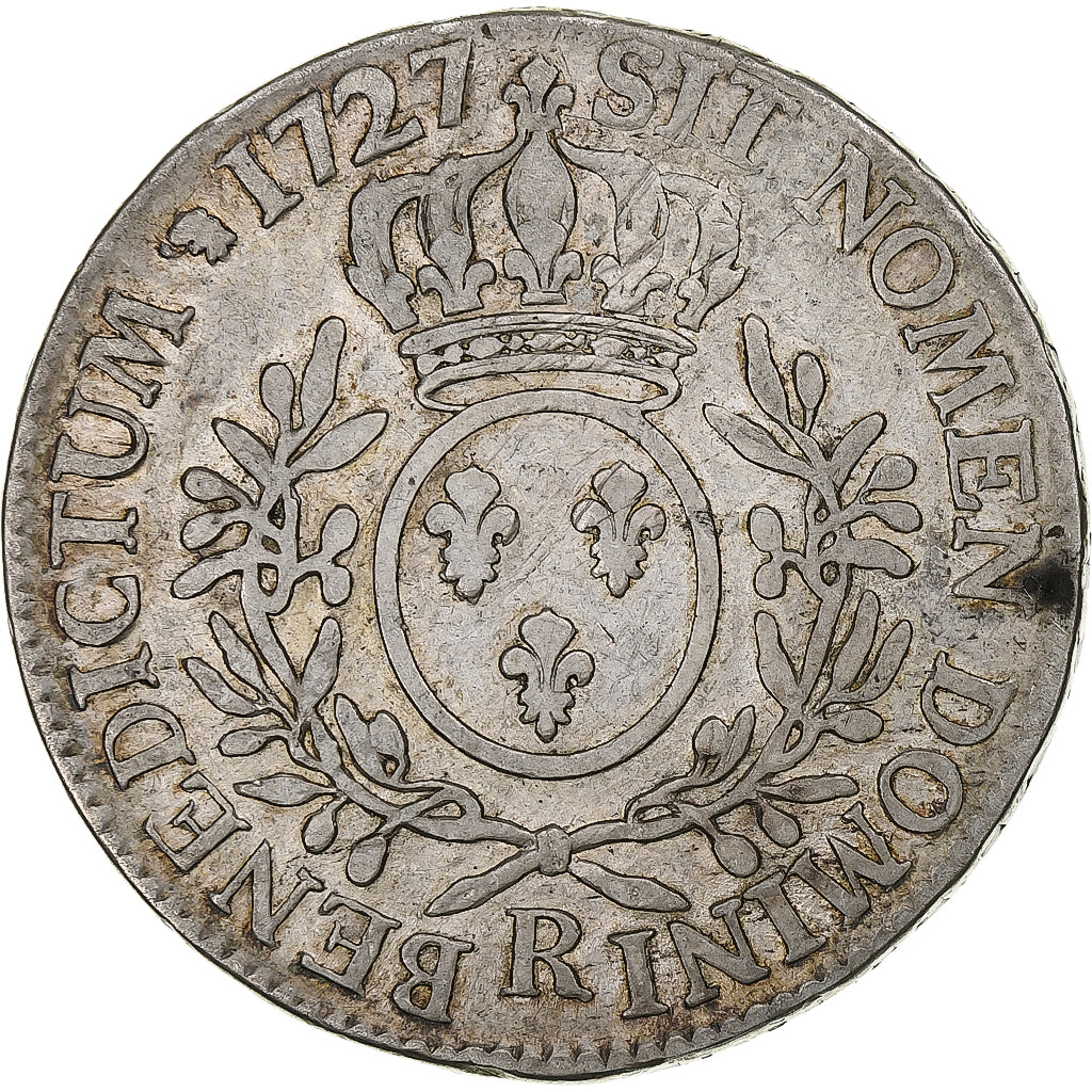 France, Louis XV, Ecu aux branches d'olivier, 1727, Orléans, Silver, VF(20-25)