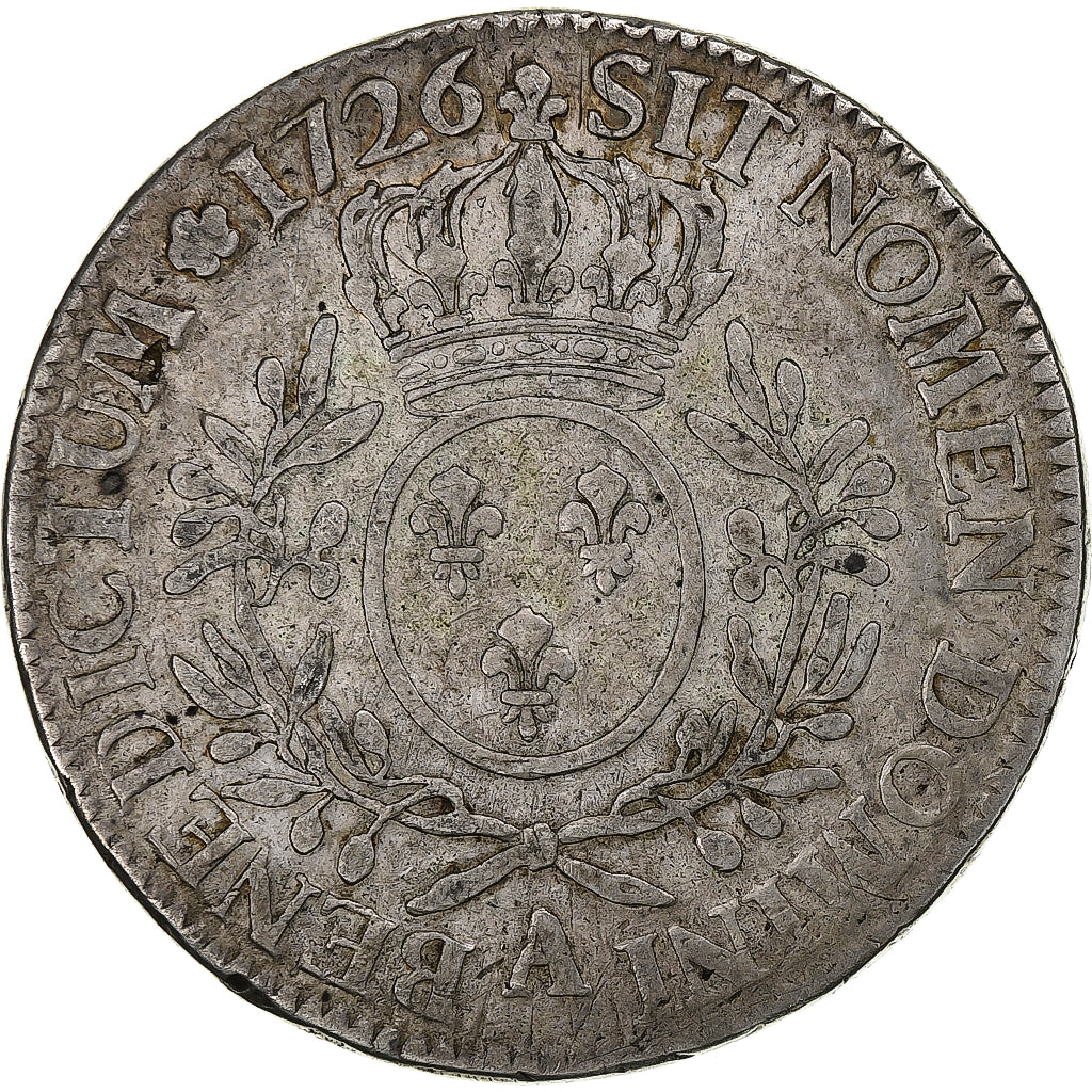France, Louis XV, Ecu aux branches d'olivier, 1726, Paris, Argent, TB