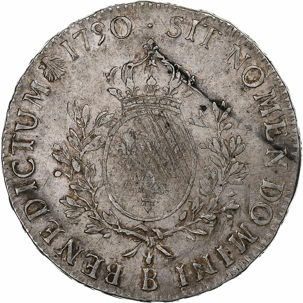 Francia, Louis XVI, Ecu aux branches d'olivier, 1790, Rouen, Argento, MB+