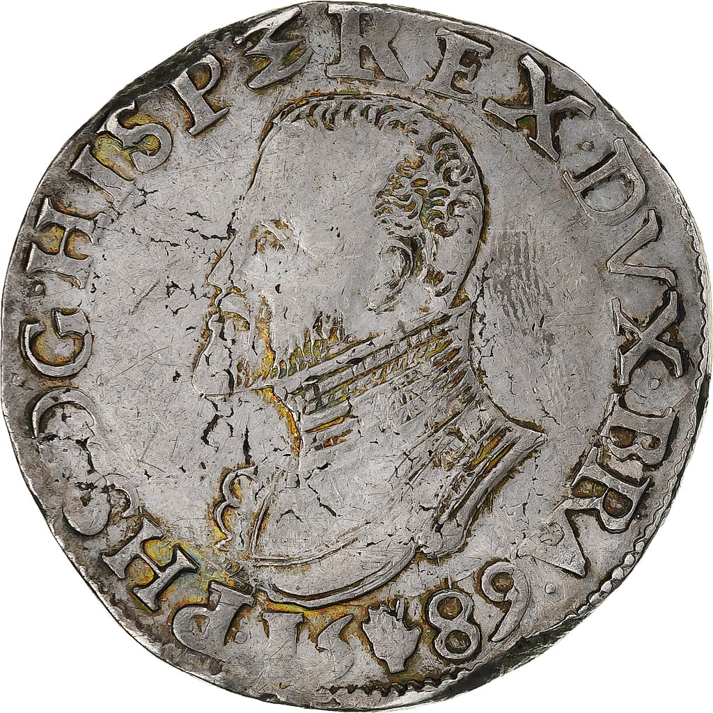 Paesi Bassi Spagnoli, Philippe II, Philipsdaalder, 1589, Anvers, Argento, MB+