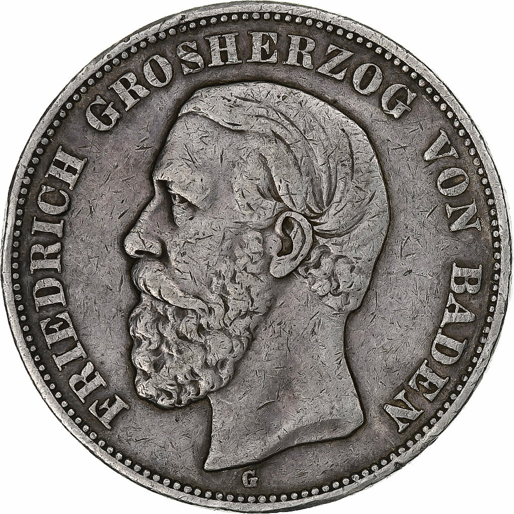 Germania, Grand-duchy of Baden, Friedrich I, 5 Mark, 1895, Karlsruhe, Argento