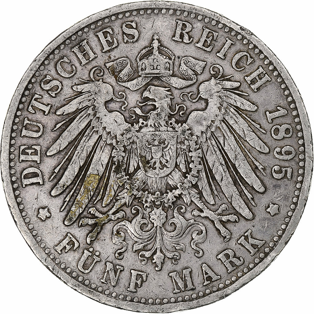 Germania, Grand-duchy of Baden, Friedrich I, 5 Mark, 1895, Karlsruhe, Argento