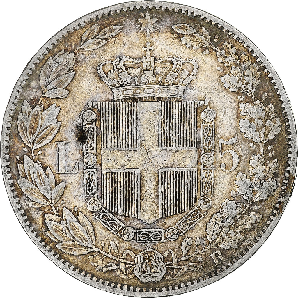 Italie, Humbert I, 5 Lire, 1878, Rome, Argent, TB+, KM:20