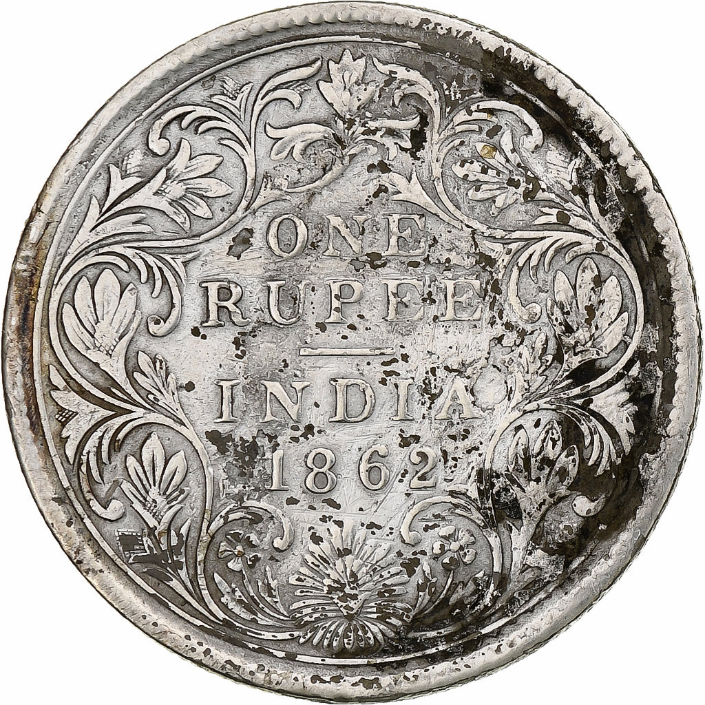 INDIA-BRITISH, Victoria, Rupee, 1862, Calcutta, Silber, SS, KM:473.1