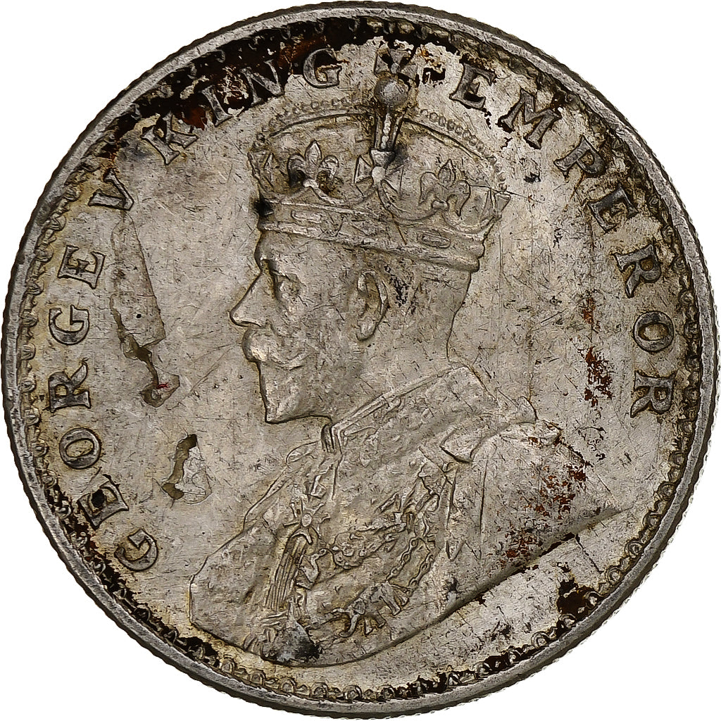INDIE BRYTYJSKIE, George V, Rupee, 1918, Calcutta, Srebro, EF(40-45), KM:524