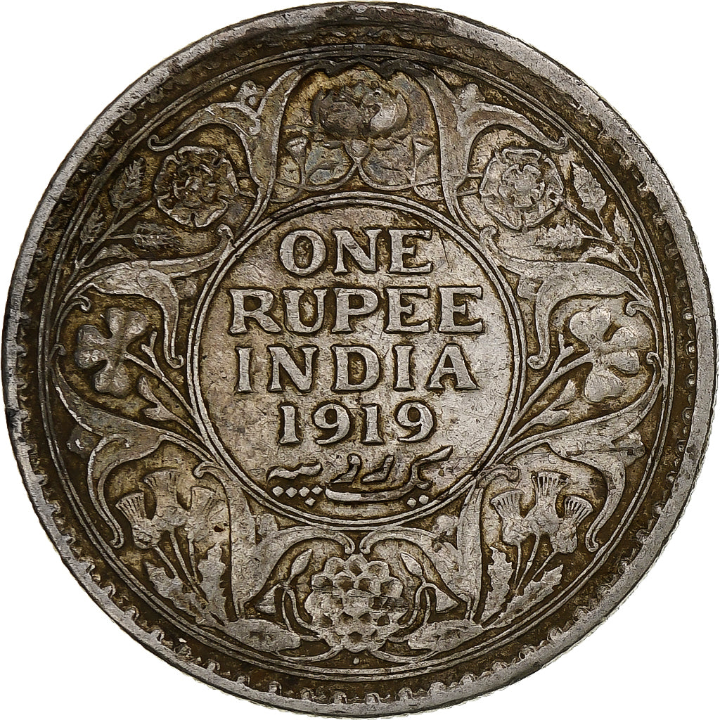 INDIA - BRITANNICA, George V, Rupee, 1919, Mumbai, Argento, BB, KM:524
