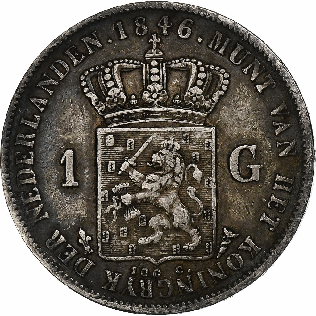 Nederland, Willem II, Gulden, 1846, Utrecht, Zilver, ZF+, KM:66