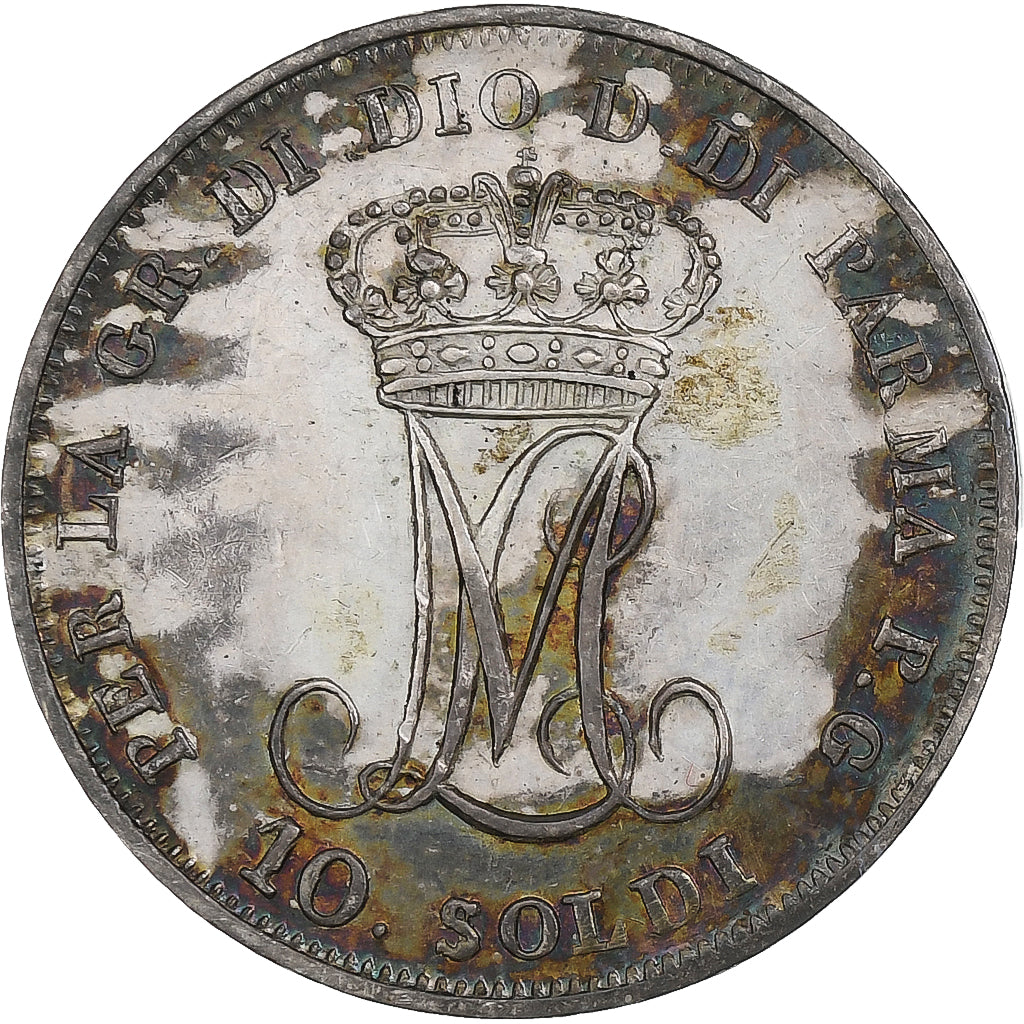 Italien, Duchy of Parma, Maria Luigia, 10 Soldi, 1815, Parma, Silber, SS+, KM:27