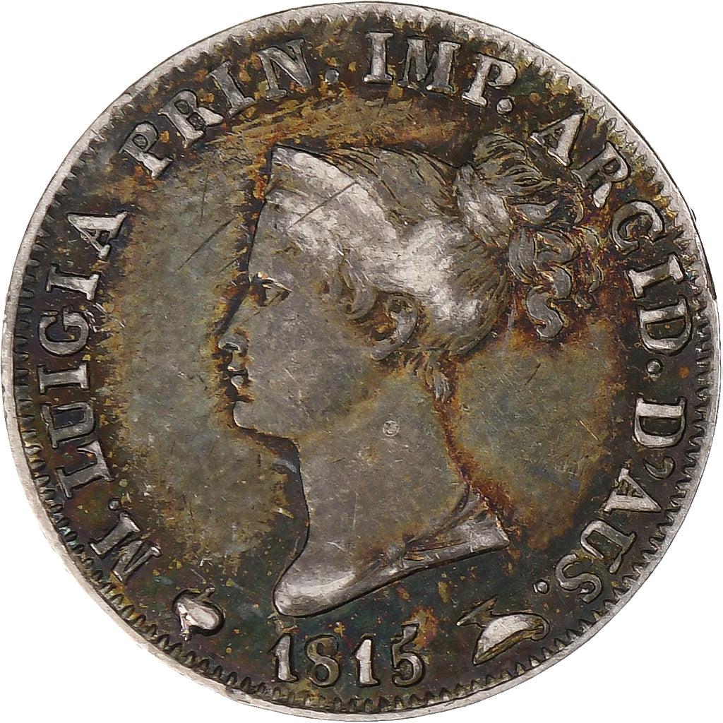 Itália, Duchy of Parma, Maria Luigia, 10 Soldi, 1815, Parma, Prata, EF(40-45)