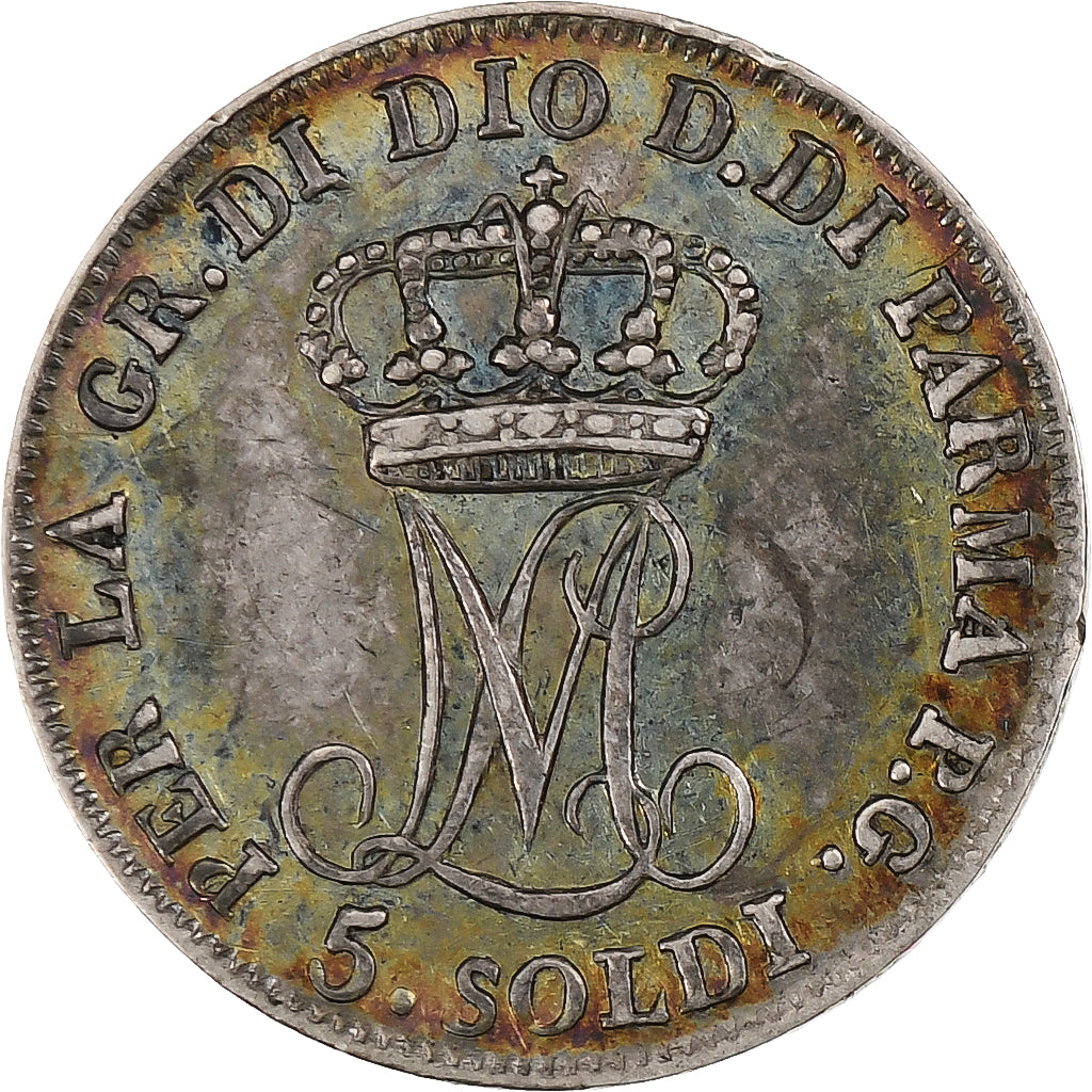 Itália, Duchy of Parma, Maria Luigia, 10 Soldi, 1815, Parma, Prata, EF(40-45)