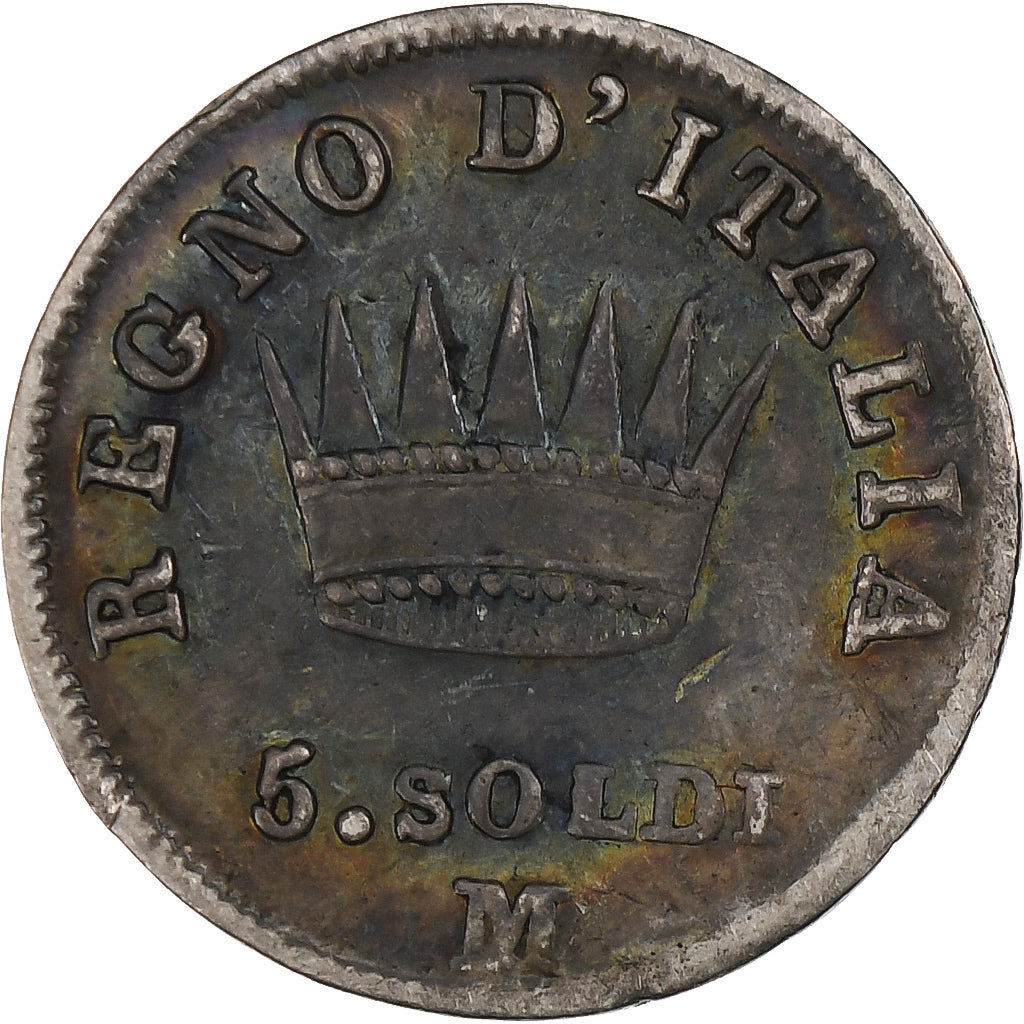 Royaume d'Italie, Napoléon I, 5 Soldi, 1810, Milan, Argent, TB+, KM:5