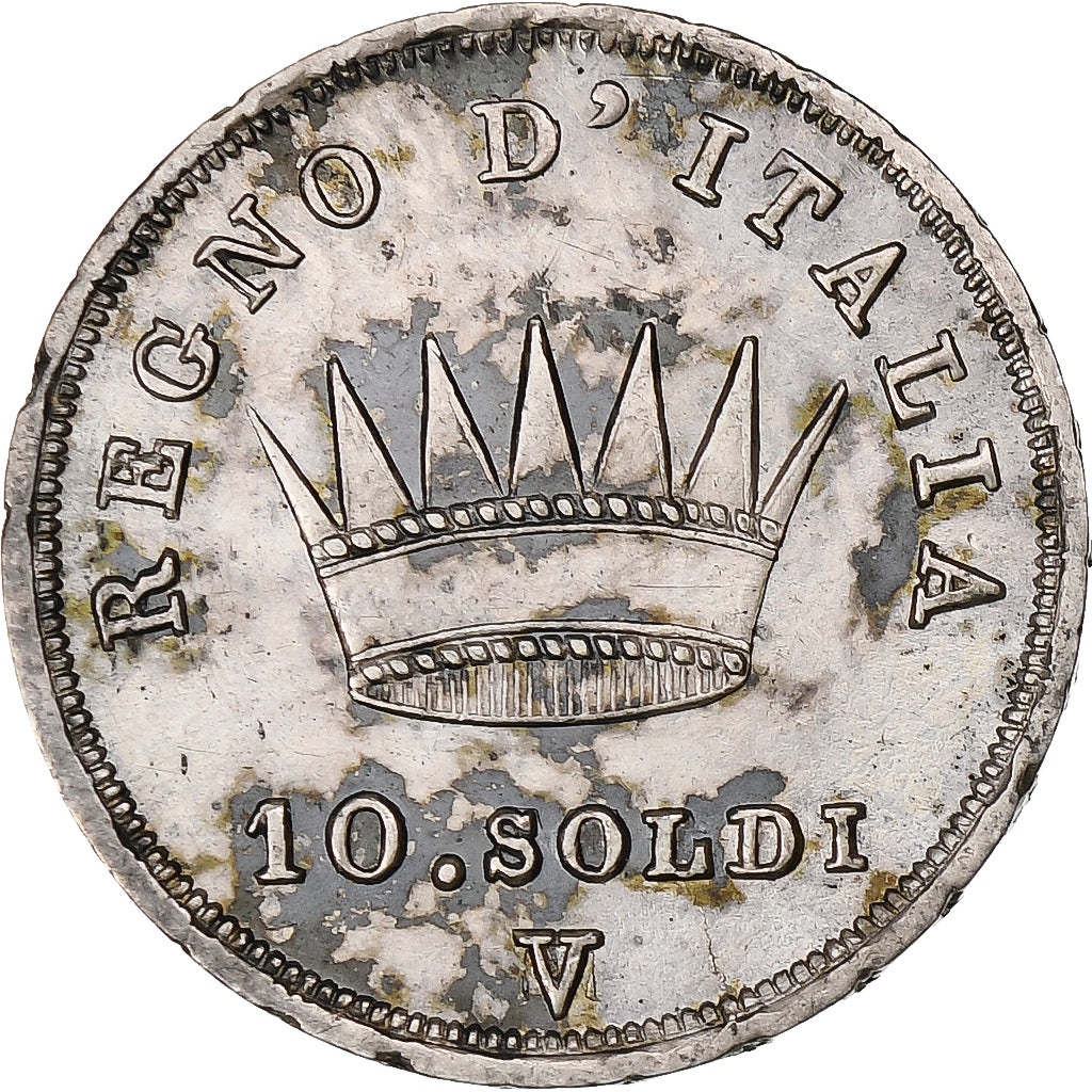 Itália, Royaume d'Italie, Napoleon I, 10 Soldi, 1812, Venice, Prata, AU(50-53)