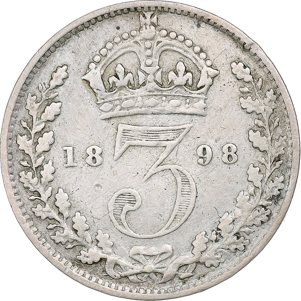 Reino Unido, Victoria, 3 Pence, 1898, London, Prata, VF(30-35), KM:777