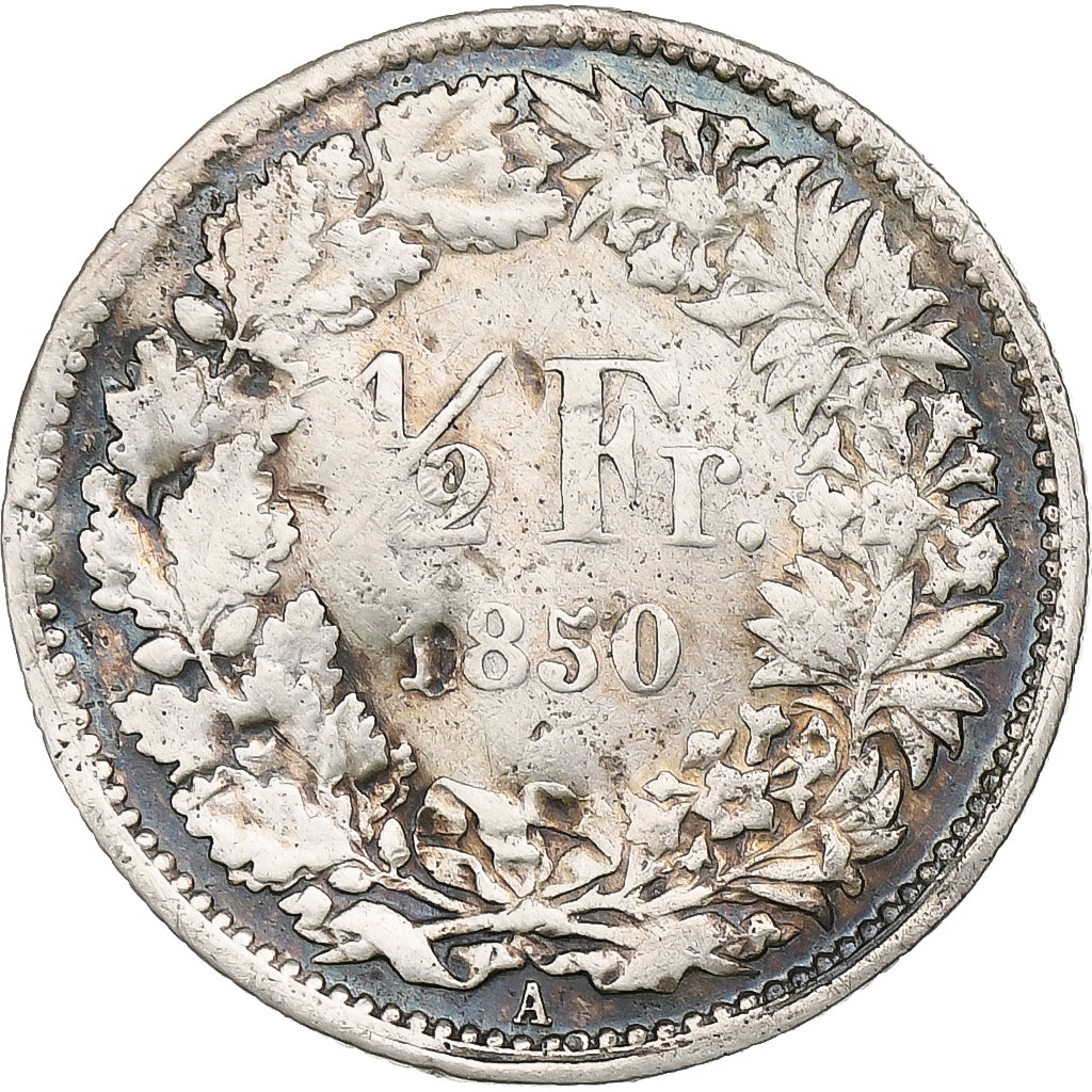 Schweiz, 1/2 Franc, Helvetia, 1850, Paris, Silber, S, KM:8