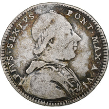 Italia, PAPAL STATES, Pius VI, Doppio Giulio, 1780, Rome, Argento, MB+, KM:1034