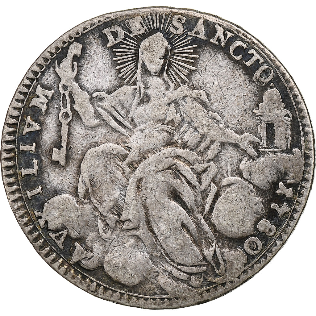 Italia, PAPAL STATES, Pius VI, Doppio Giulio, 1780, Rome, Argento, MB+, KM:1034
