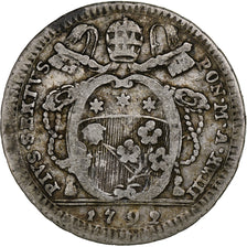 États pontificaux, Pius VI, Doppio Giulio, 1792, Rome, Argent, TB+, KM:1045