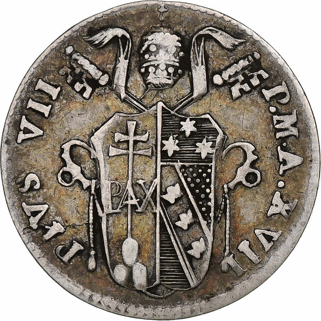 Papal states, Pius VII, Grosso, 1816 - Anno XVII, Bologna, Silver