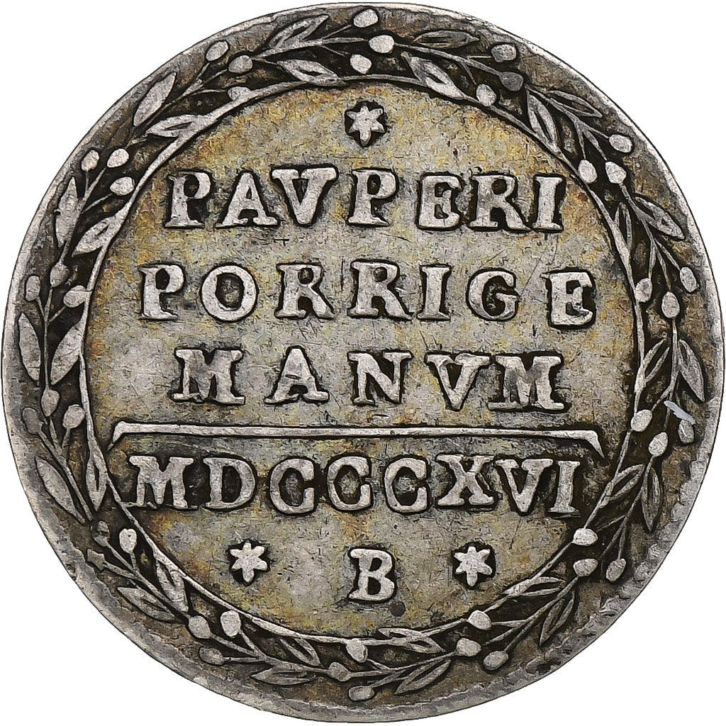Papal states, Pius VII, Grosso, 1816 - Anno XVII, Bologna, Silver