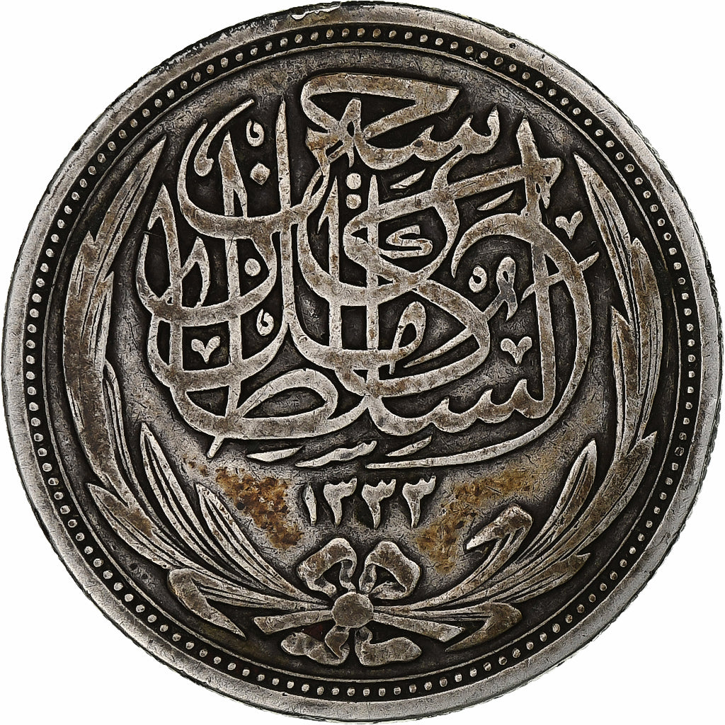 Egitto, Hussein Kamil, 10 Piastres, 1917, Heaton, Argento, BB, KM:320