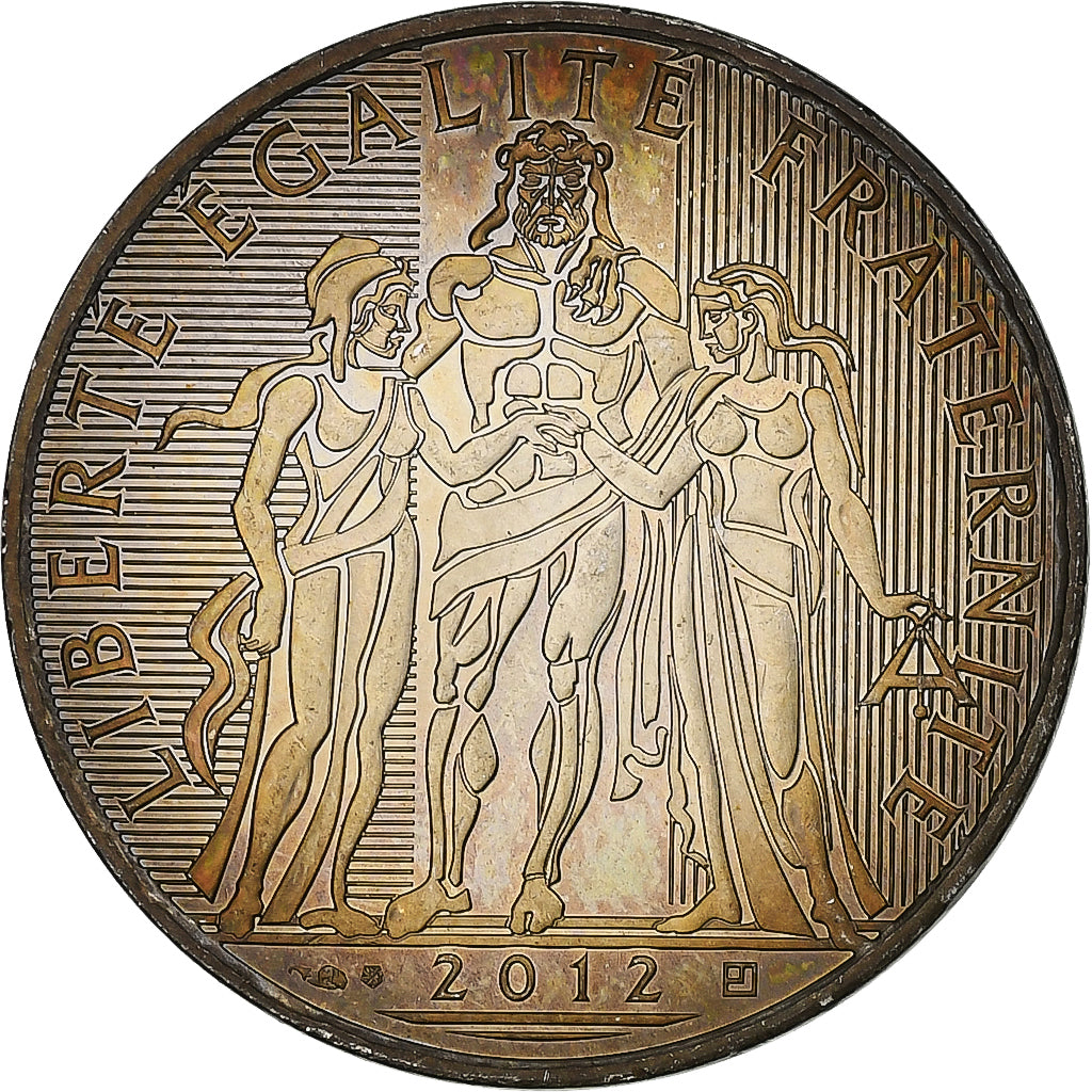 França, 10 Euro, Hercule, 2012, MDP, Prata, MS(63), KM:2073