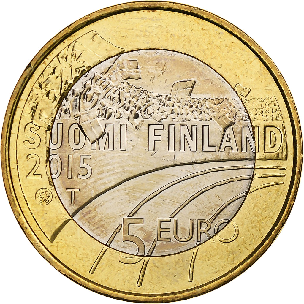 Finlandia, 5 Euro, Gymnastics, 2015, Vantaa, Bimetálico, SC, KM:236