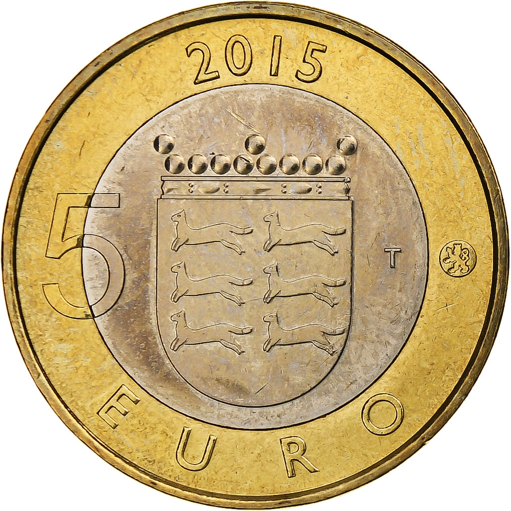 Finlandia, 5 Euro, Short-tailed weasel, 2015, Vantaa, Bi-metallico, SPL, KM:242