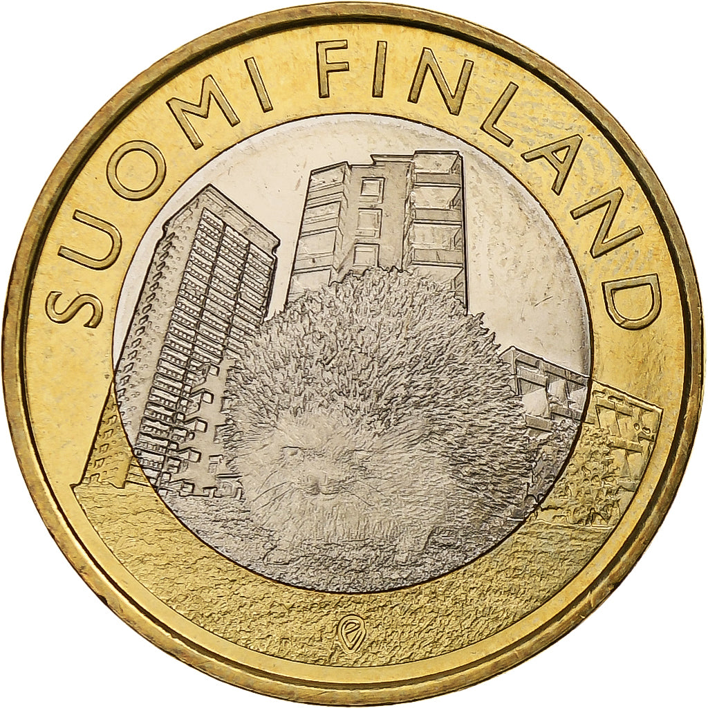 Finnland, 5 Euro, Hedgehog in Uusimaa, 2015, Vantaa, Bi-Metallic, UNZ, KM:239