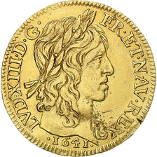 França, Louis XIII, Louis d'Or, 1641, Paris, Dourado, AU(50-53), Gadoury:58
