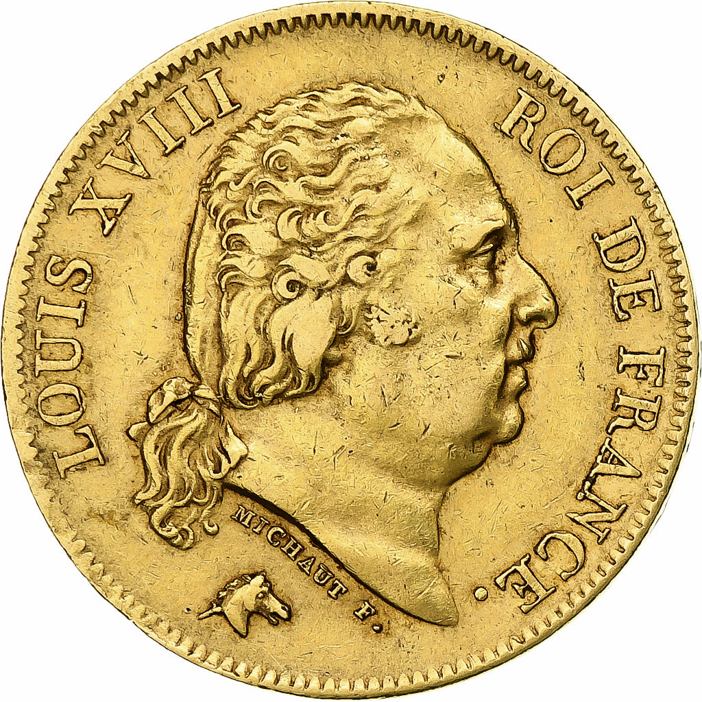 Francia, Louis XVIII, 40 Francs, 1818, Lille, Oro, BB, Gadoury:1092, KM:713.6