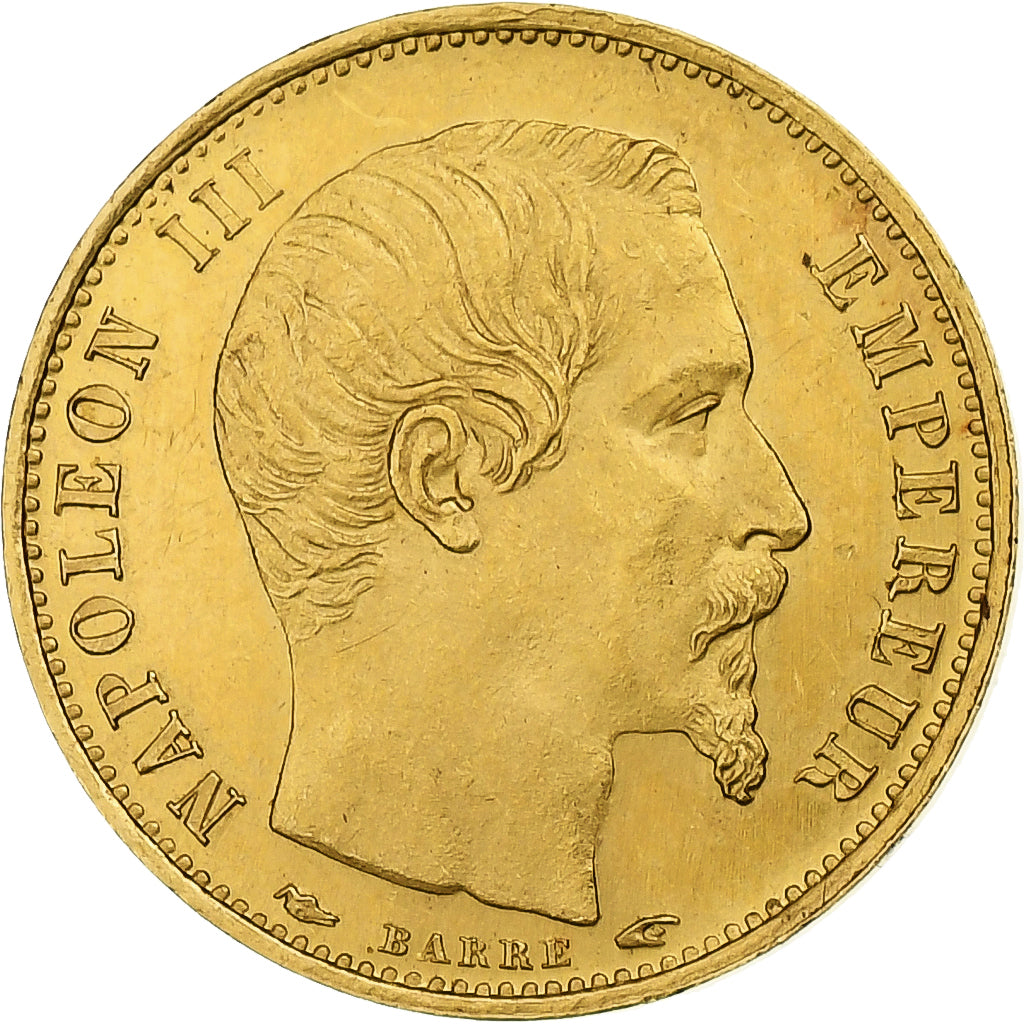 Francia, Napoleon III, 5 Francs, 1854, Paris, tranche lisse, Oro, SPL-