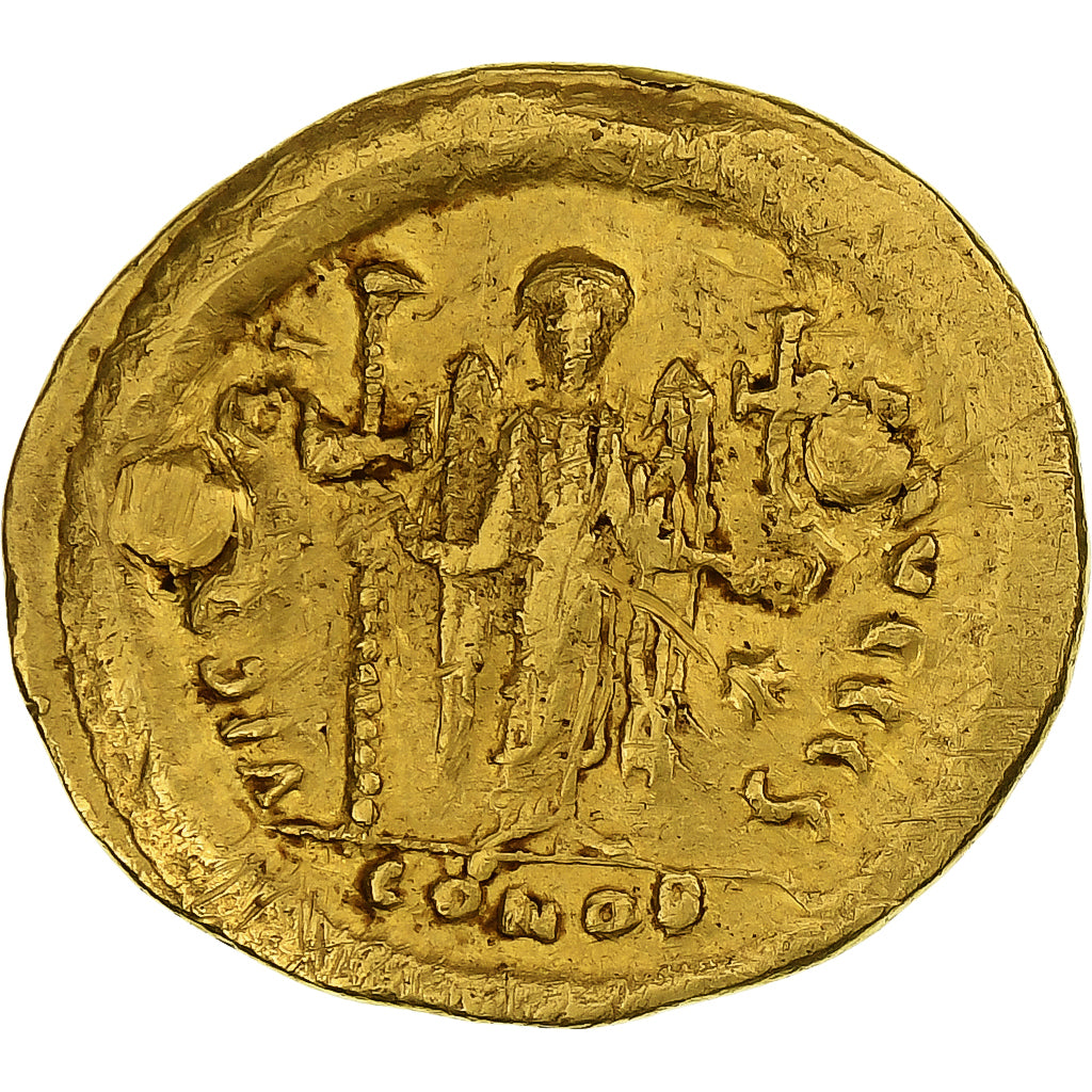 Justin I, Solidus, 518-527, Constantinople, Gold, VF(30-35), Sear:56