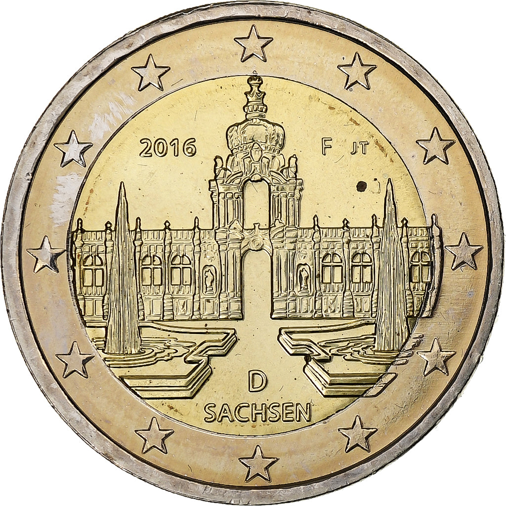 Duitsland, 2 Euro, Sachsen, 2016, Stuttgart, Bi-Metallic, PR+