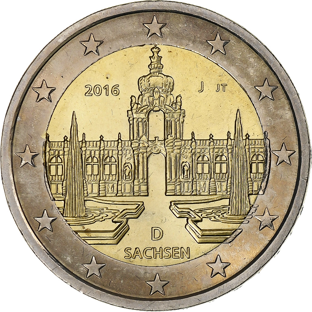 Duitsland, 2 Euro, Sachsen, 2016, Hambourg, Bi-Metallic, PR+